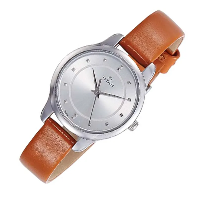 Titan Workwear White Dial Leather Ladies Watch- 2481SL06